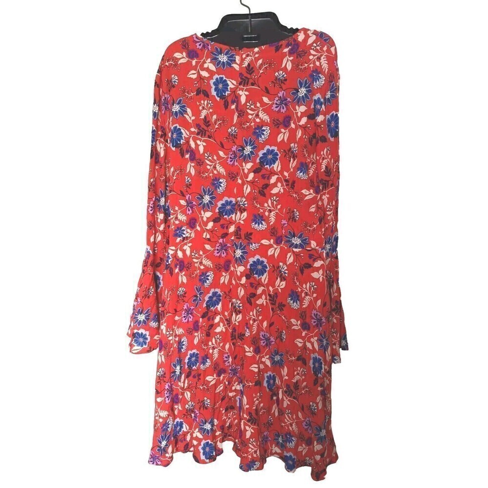 Donna Morgan Dress ASO Wendy Size 16 Red Poppy Comb Floral Print Bell Sleeve New - Picture 7 of 14